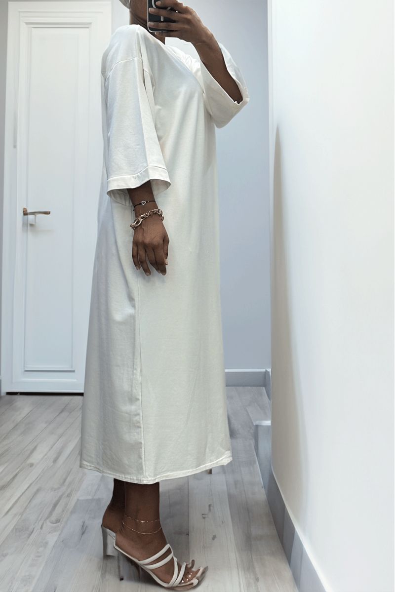 Long over size dress in very thick white cotton - 6