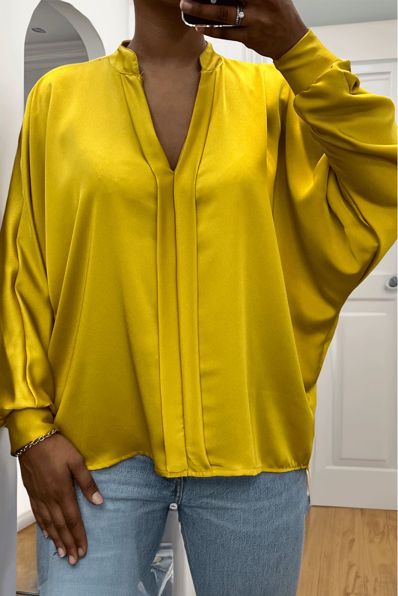 BlBBse mustard over size satin with pleats - 1