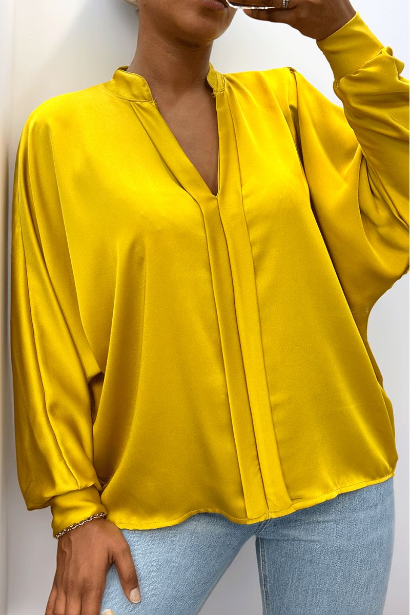 BlBBse mustard over size satin with pleats - 3