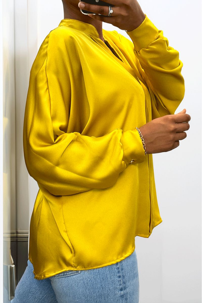 BlBBse mustard over size satin with pleats - 4