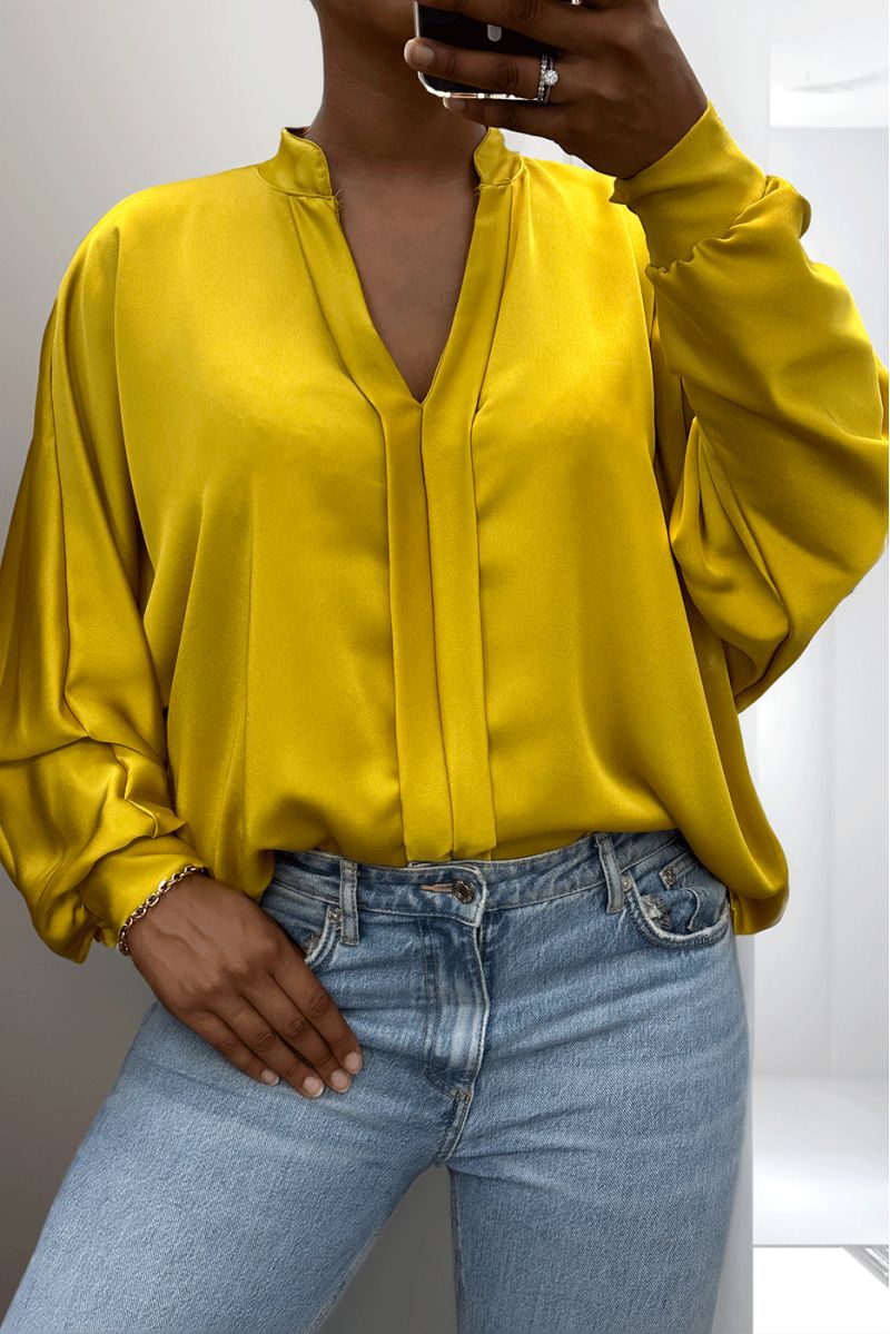 BlBBse mustard over size satin with pleats - 5