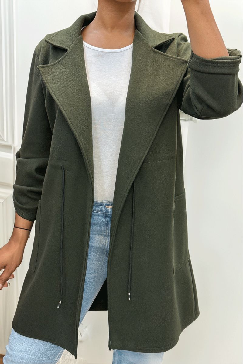 MaKKeau 3/4 khaki with lace belt at the waist with pockets - 1
