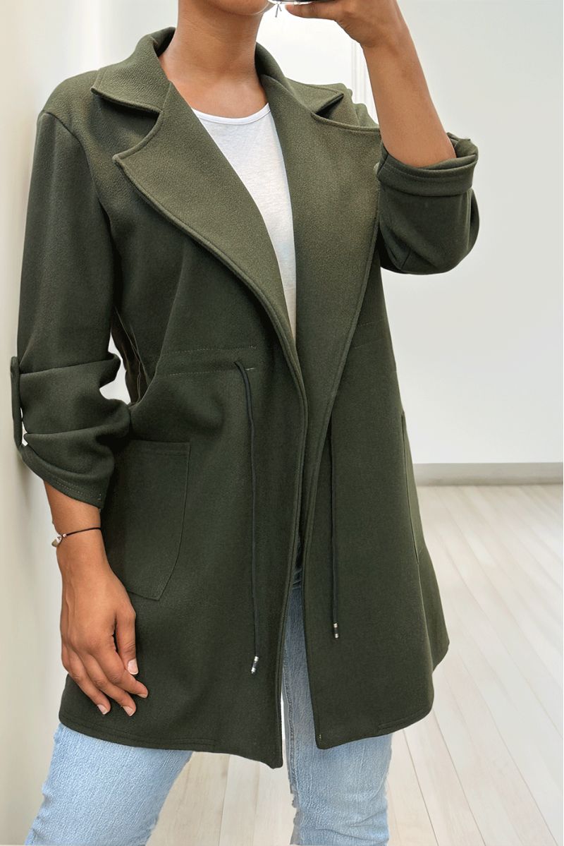 MaKKeau 3/4 khaki with lace belt at the waist with pockets - 2