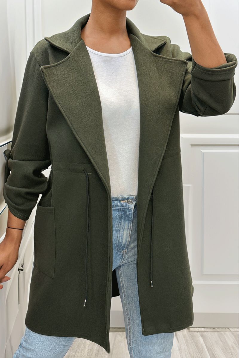 MaKKeau 3/4 khaki with lace belt at the waist with pockets - 4