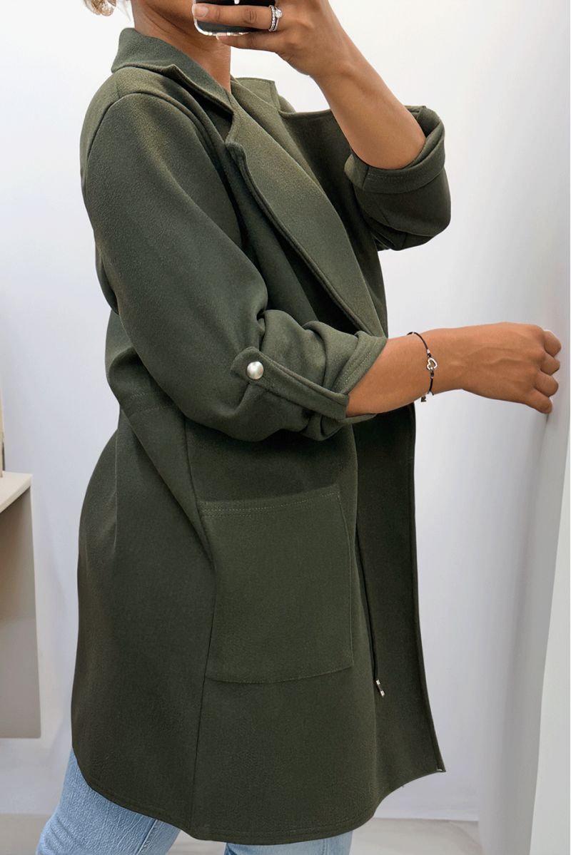 MaKKeau 3/4 khaki with lace belt at the waist with pockets - 5