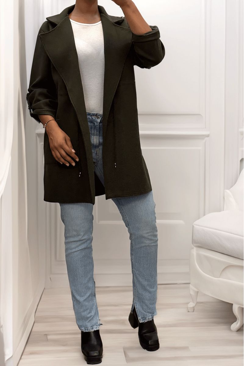 MaKKeau 3/4 khaki with lace belt at the waist with pockets - 6