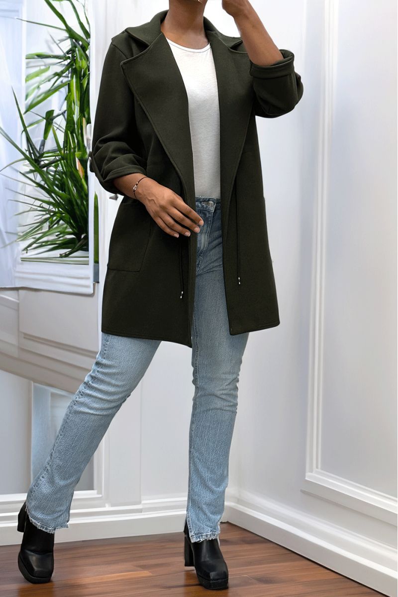 MaKKeau 3/4 khaki with lace belt at the waist with pockets - 7