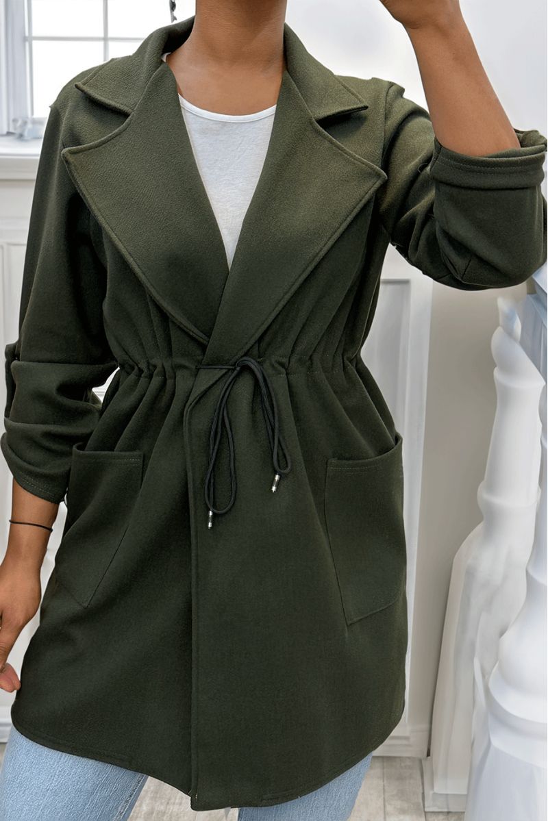MaKKeau 3/4 khaki with lace belt at the waist with pockets - 8