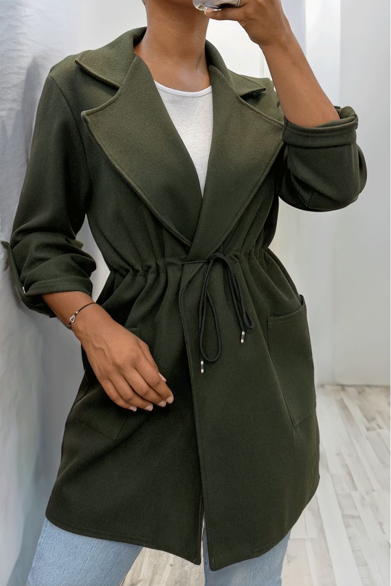 MaKKeau 3/4 khaki with lace belt at the waist with pockets - 9