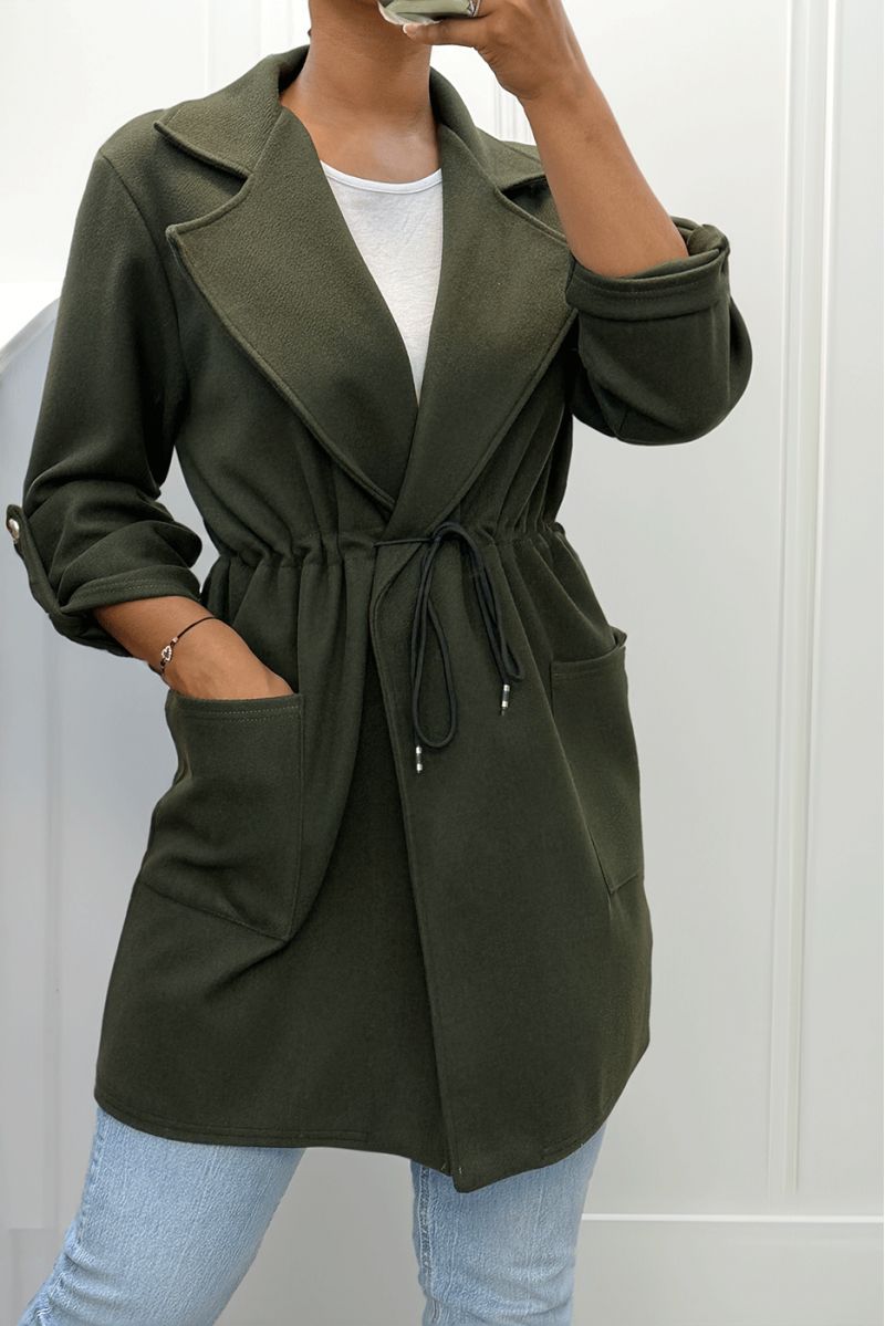 MaKKeau 3/4 khaki with lace belt at the waist with pockets - 10