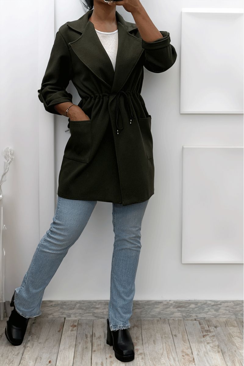 MaKKeau 3/4 khaki with lace belt at the waist with pockets - 13