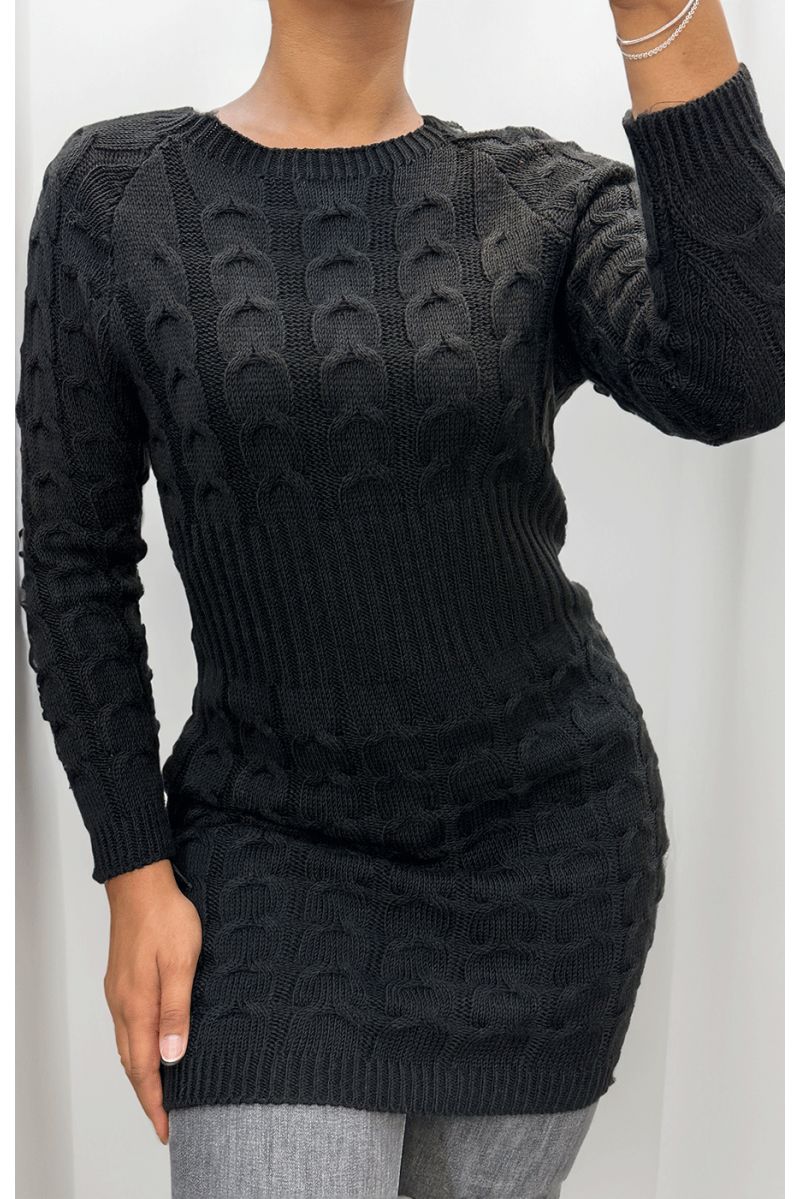 Robe en maille torsadée noir - 2