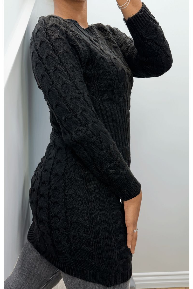 Robe en maille torsadée noir - 3