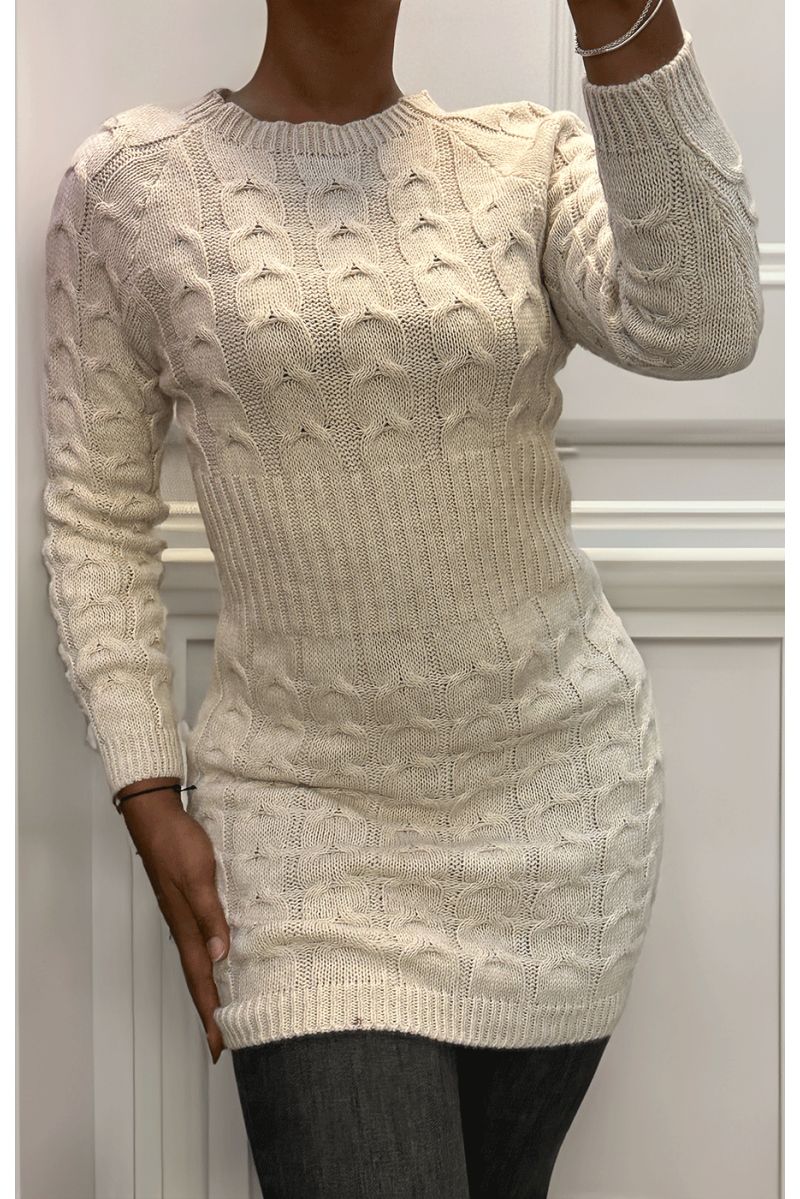 Robe en maille torsadée beige - 2 Robe en maille torsadée beige - 2