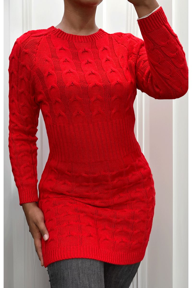 Robe en maille torsadée rouge - 2