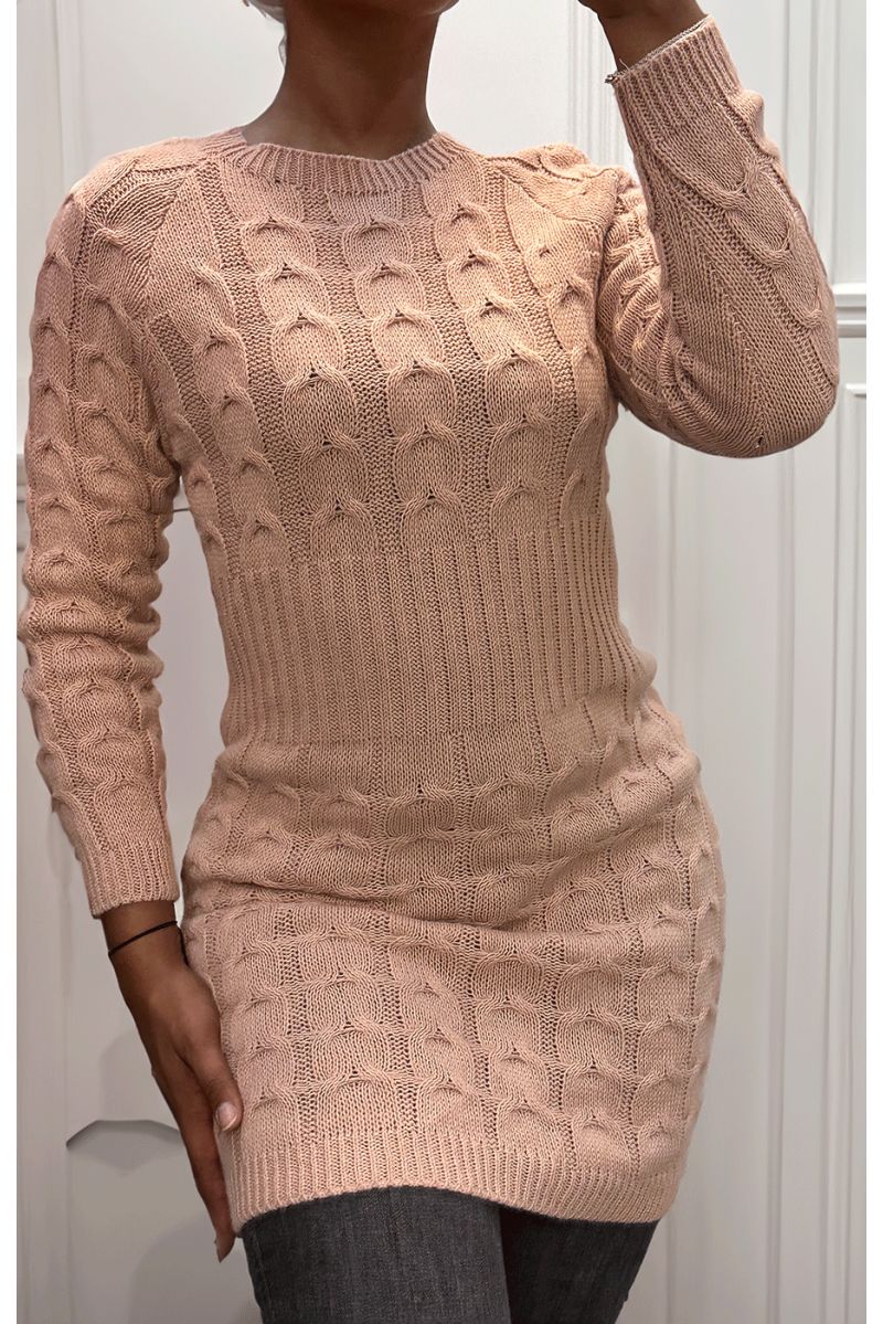 Robe en maille torsadée rose - 2 Robe en maille torsadée rose - 2
