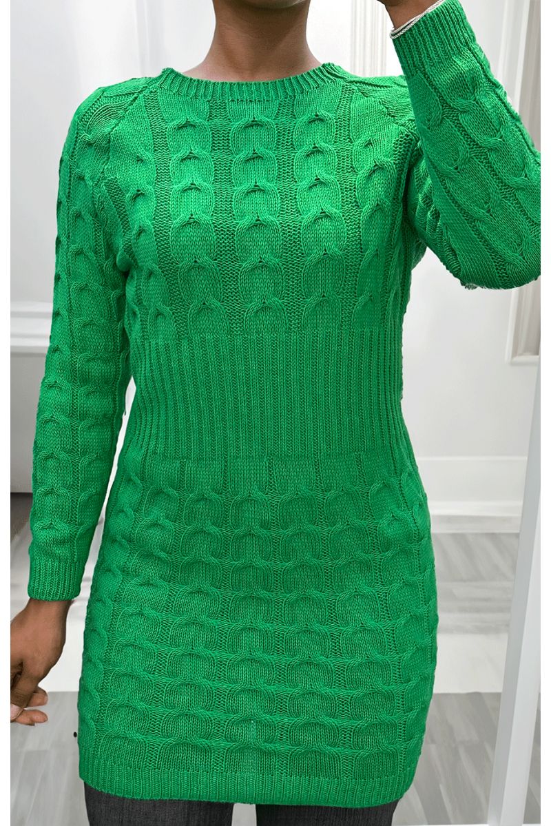 Groene kabelgebreide jurk - 1