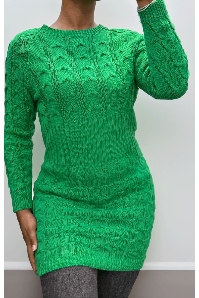 Groene kabelgebreide jurk - 2