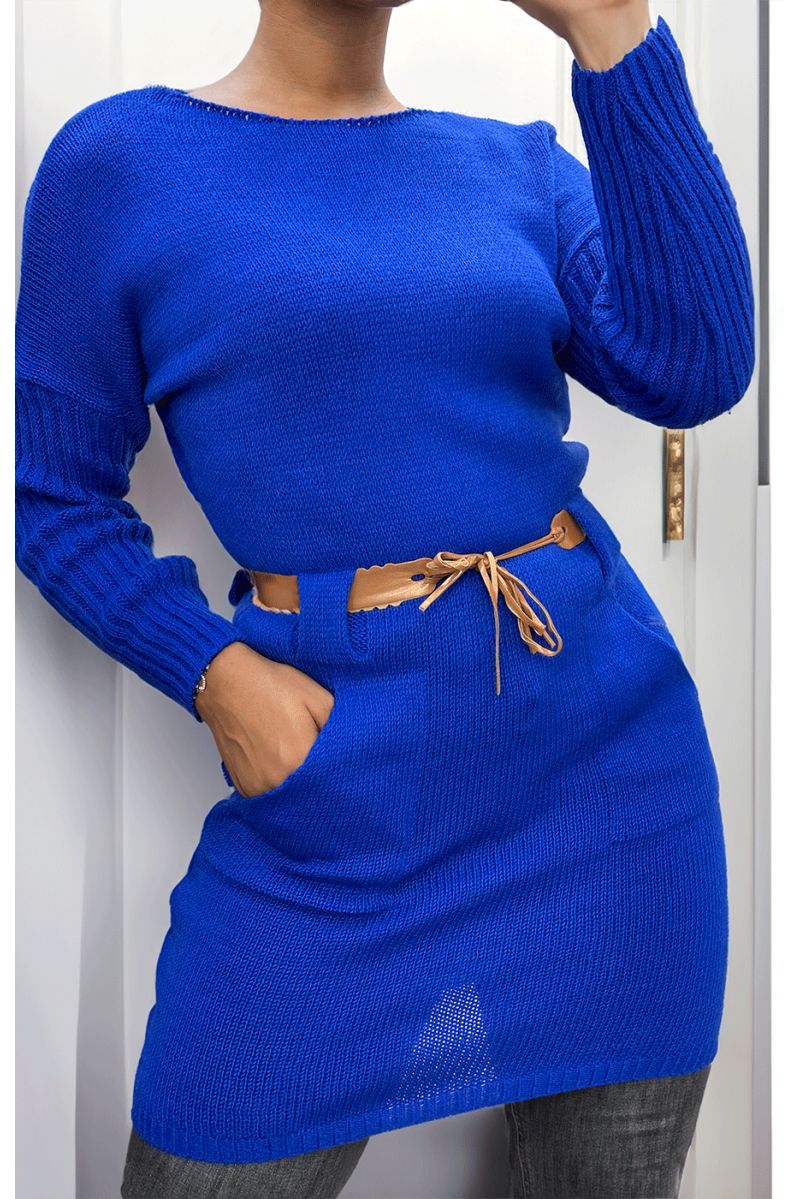 Royal cable knit dress with belt - 2 Royal cable knit dress with belt - 2
