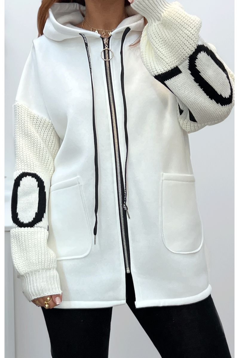 White vest with knit sleeves - 1