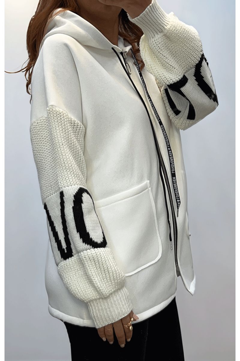 White vest with knit sleeves - 4