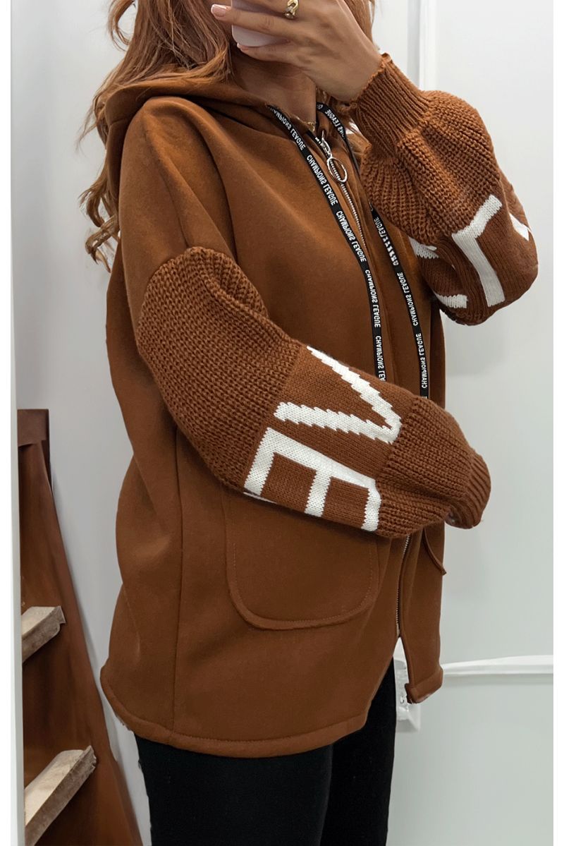 Gilet Camel avec des manches en tricot - 3
