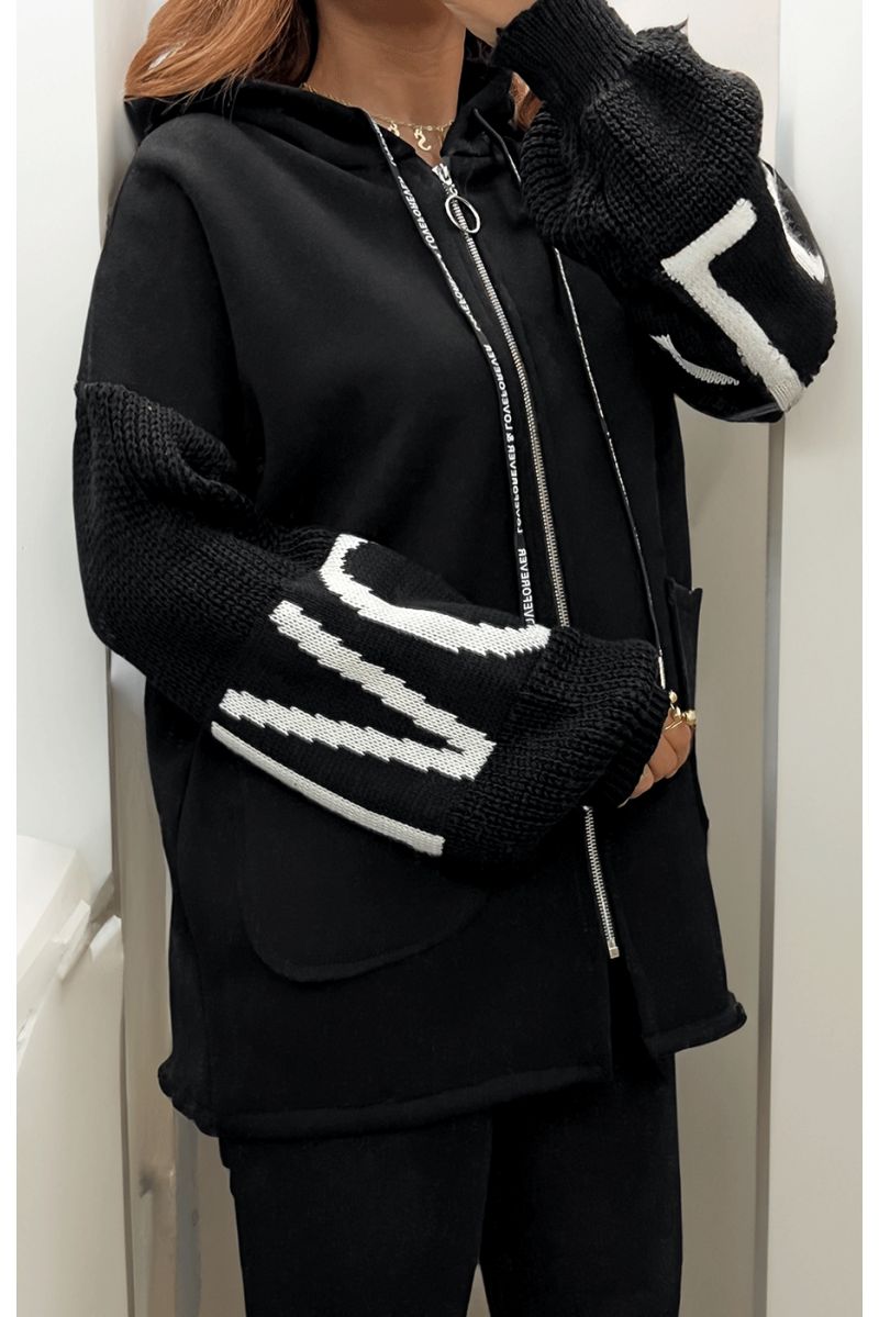 Black vest with knit sleeves - 1