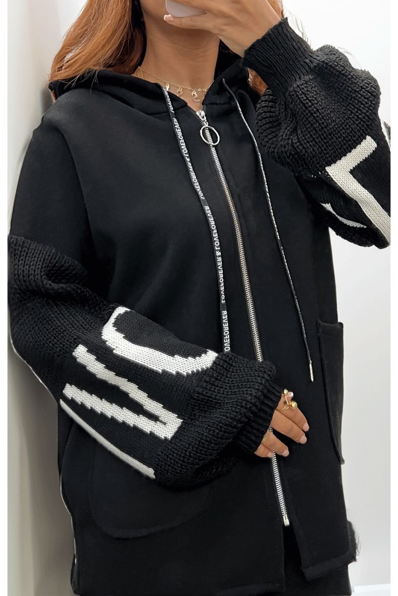 Black vest with knit sleeves - 2