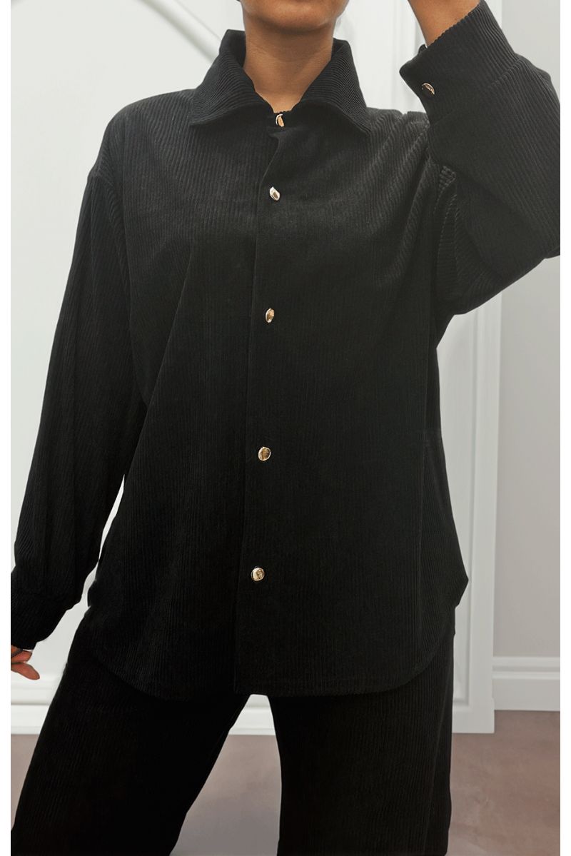 Set van zwart shirt en broek met geribbeld effect - 1