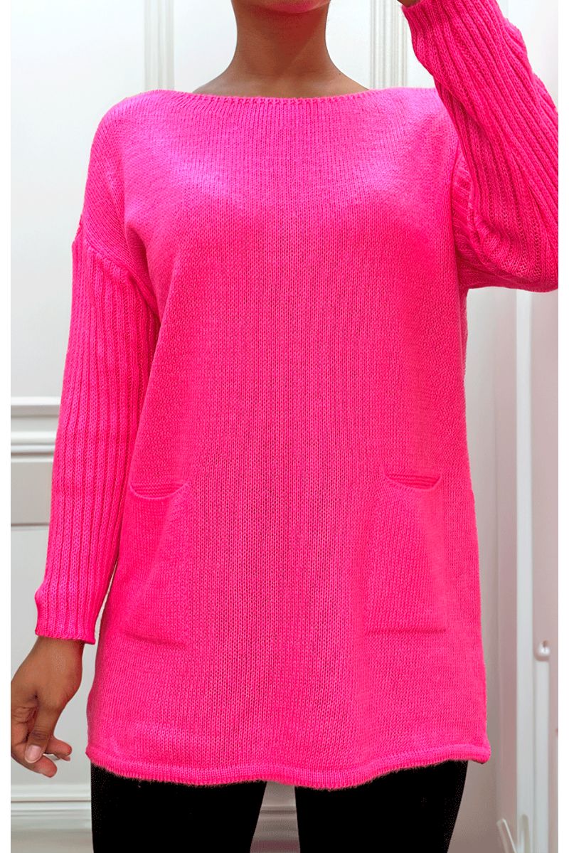 Fuchsia knit tunic dress - 3