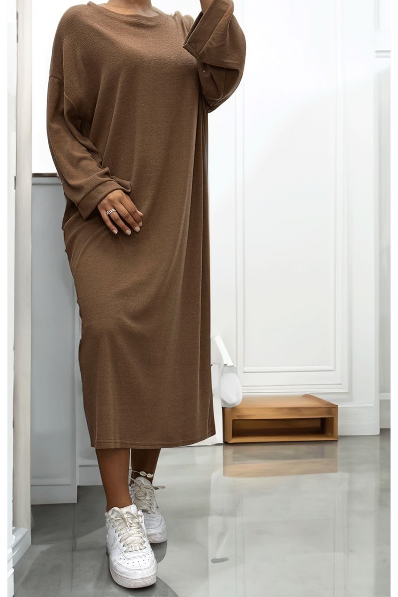 Robe simple marron - 1