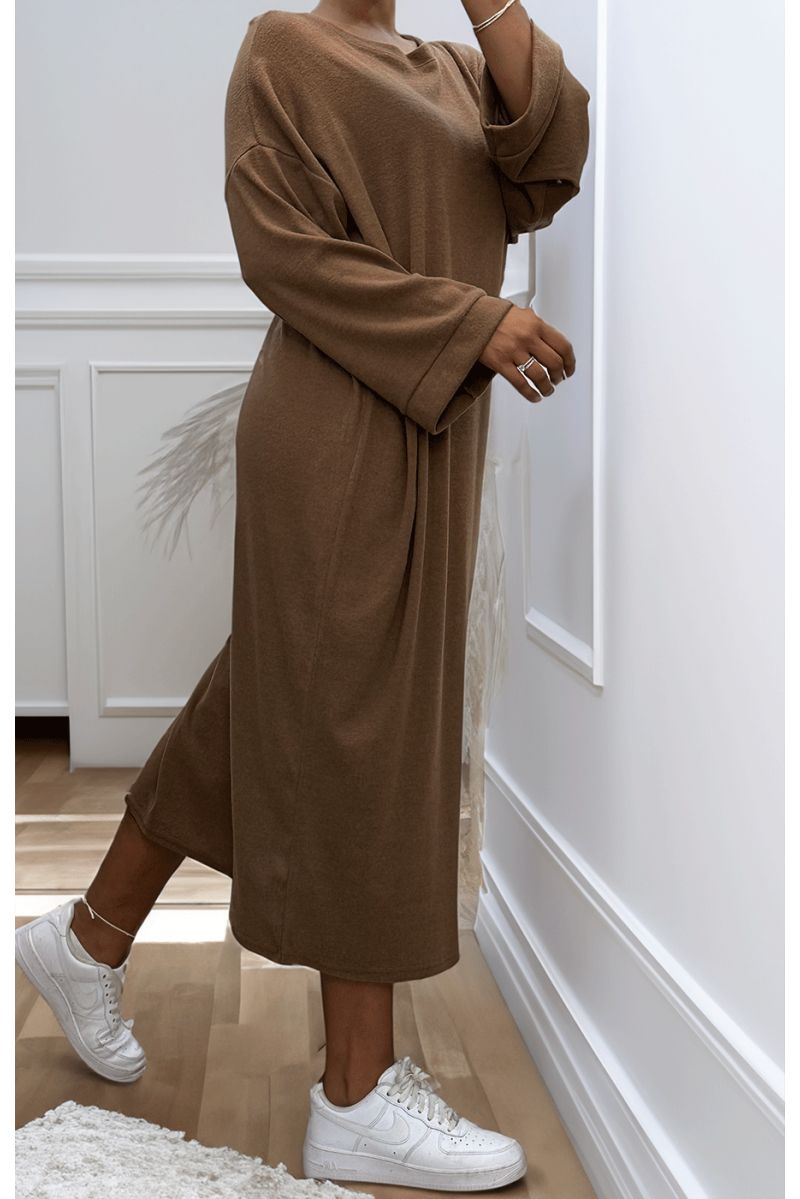 Robe simple marron - 3
