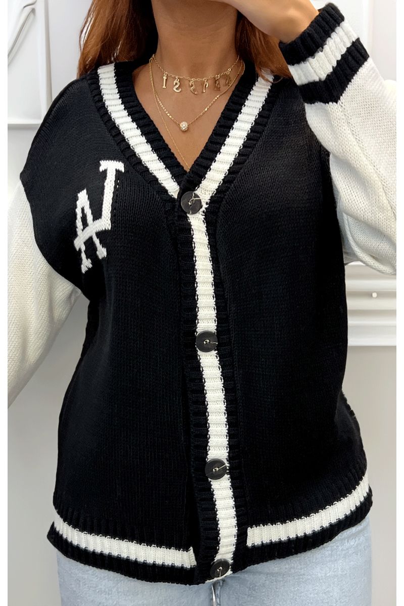 Zwart vest met LA-print - 1