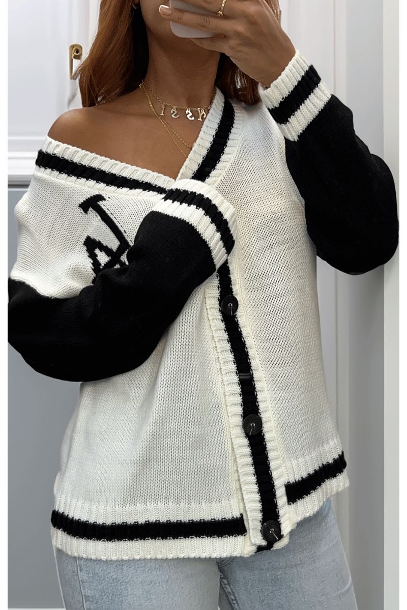 Gilet blanc imprimé LA - 2