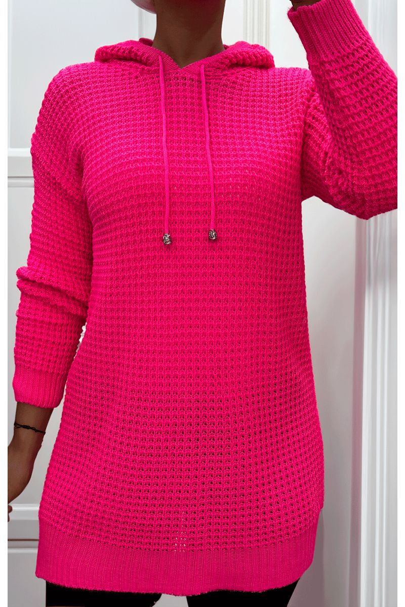 Tunique en tricot fuchsia - 1