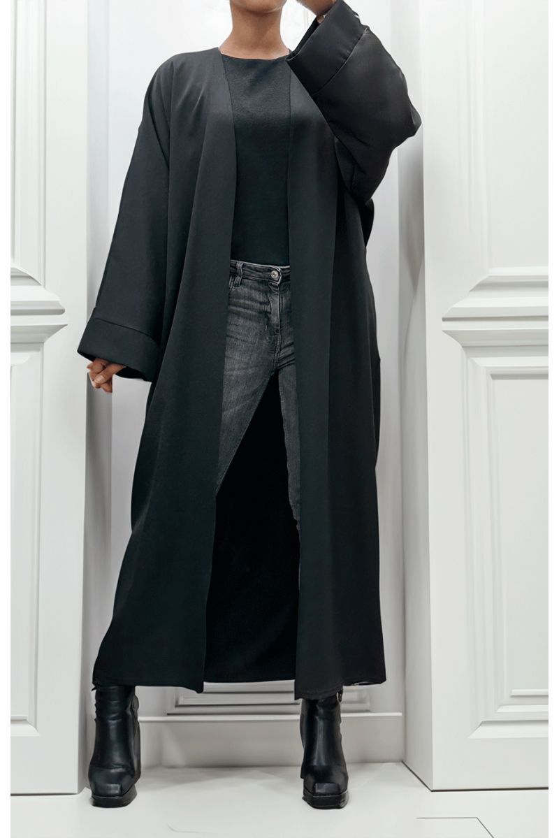 Lang zwart vest met lange mouwen - 1