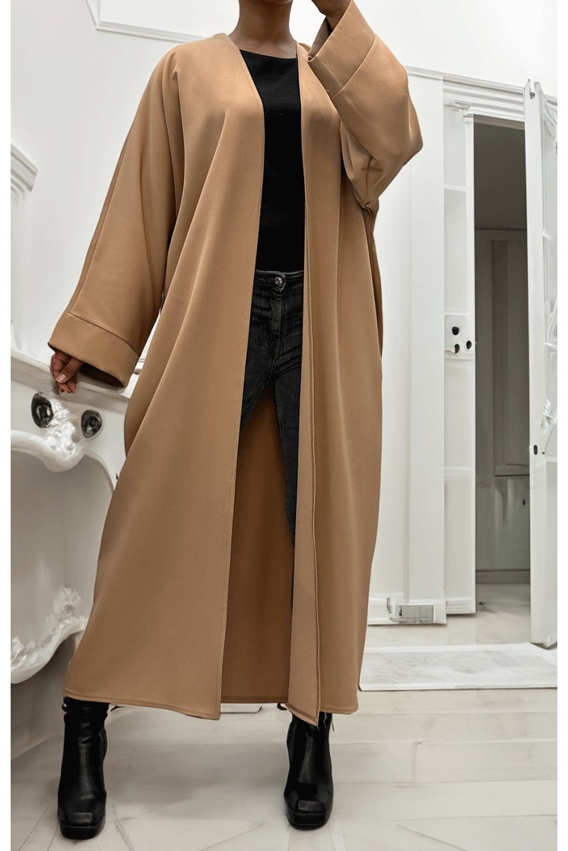 Long camel cardigan with long sleeves - 1