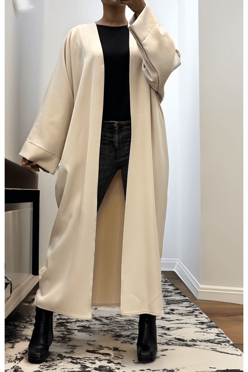 Lang beige vest met lange mouwen - 1