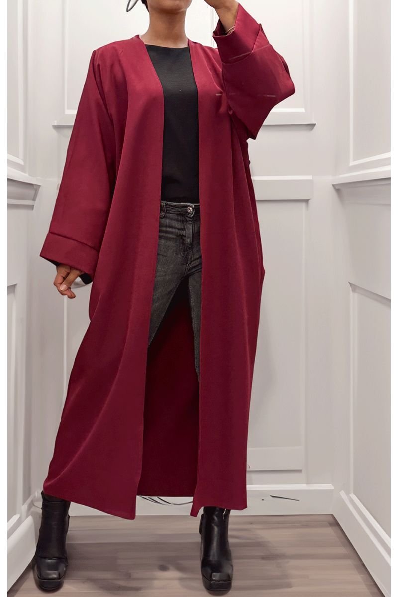 Long burgundy cardigan with long sleeves - 1