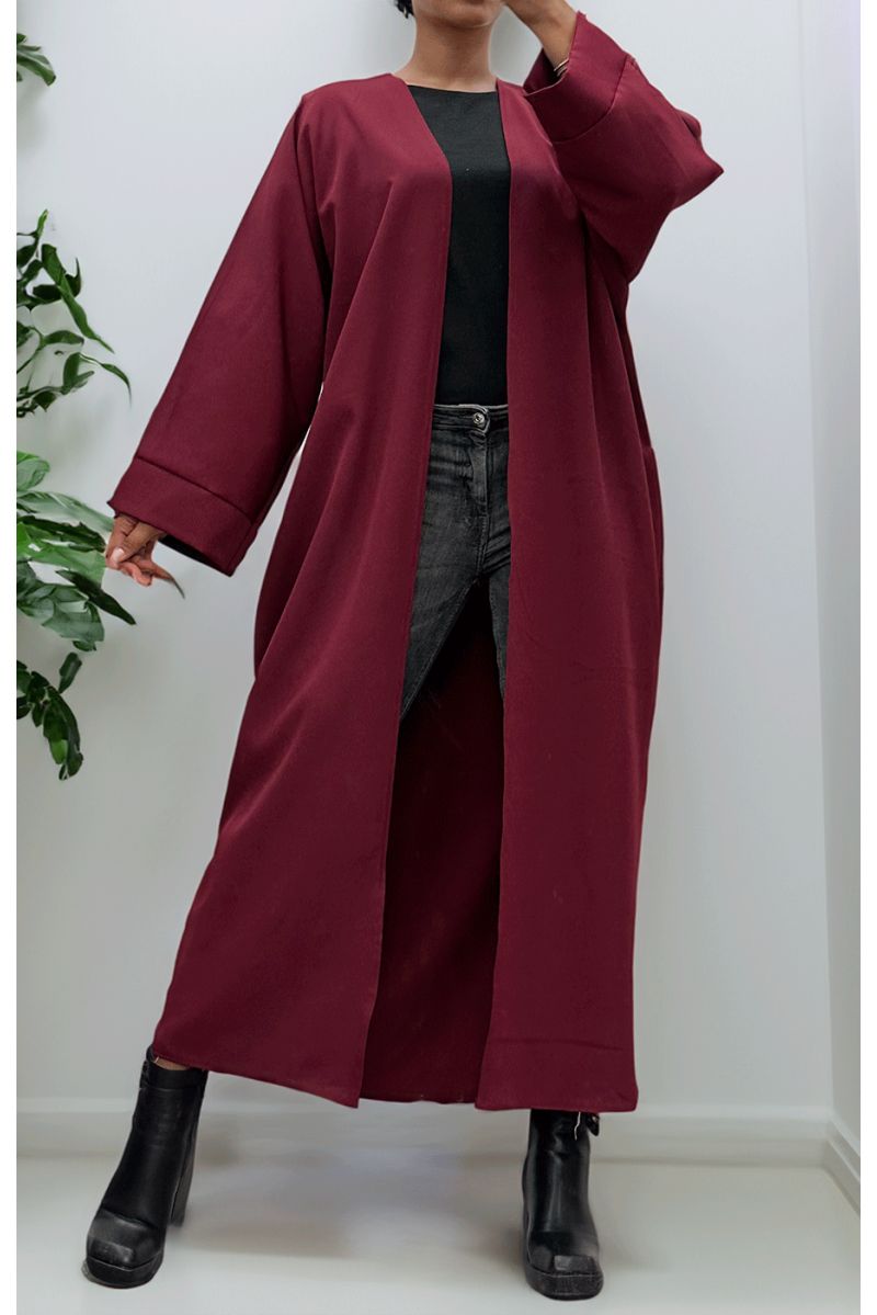 Long burgundy cardigan with long sleeves - 2