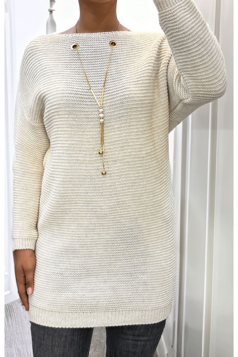 Beige knit tunic with accessories - 1