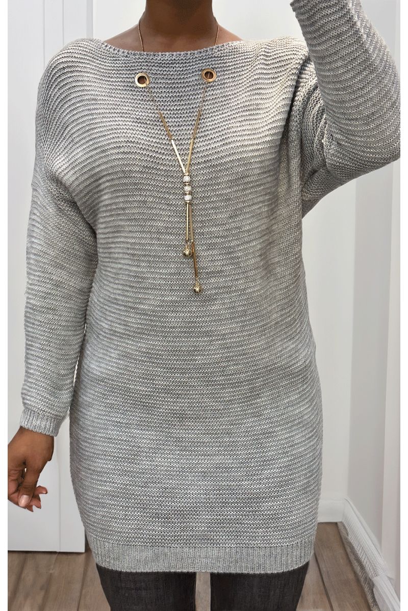 Gray knit tunic with accessories - 1