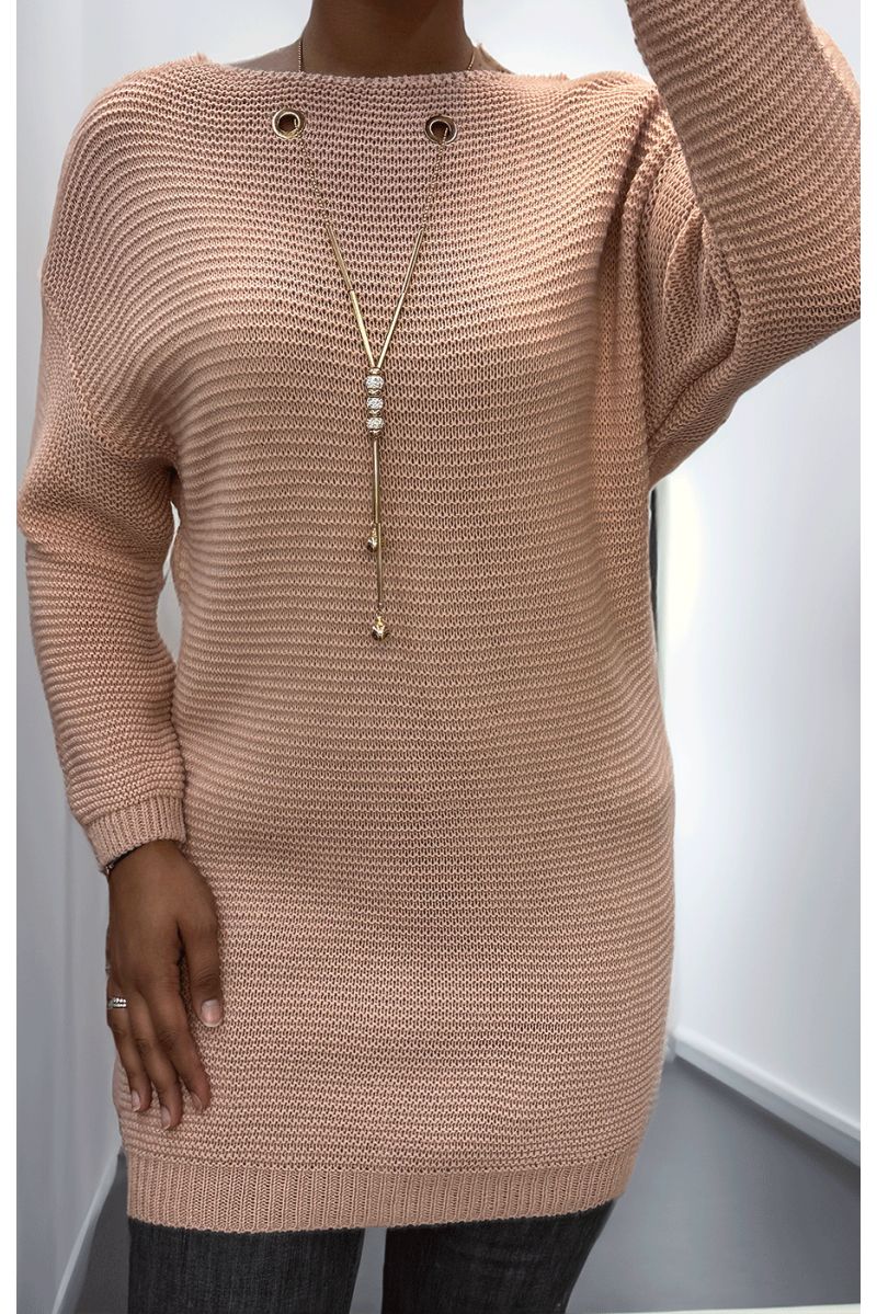 Pink knit tunic with accessories - 1
