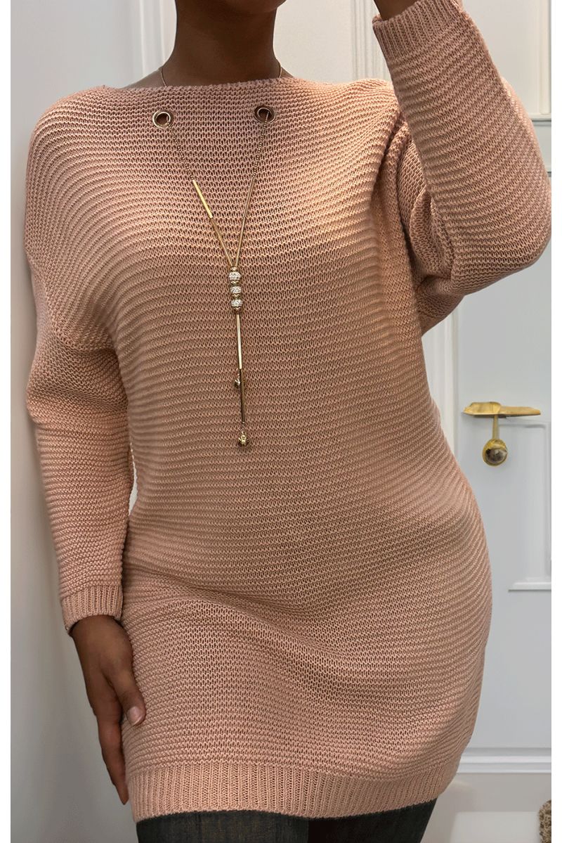 Pink knit tunic with accessories - 2