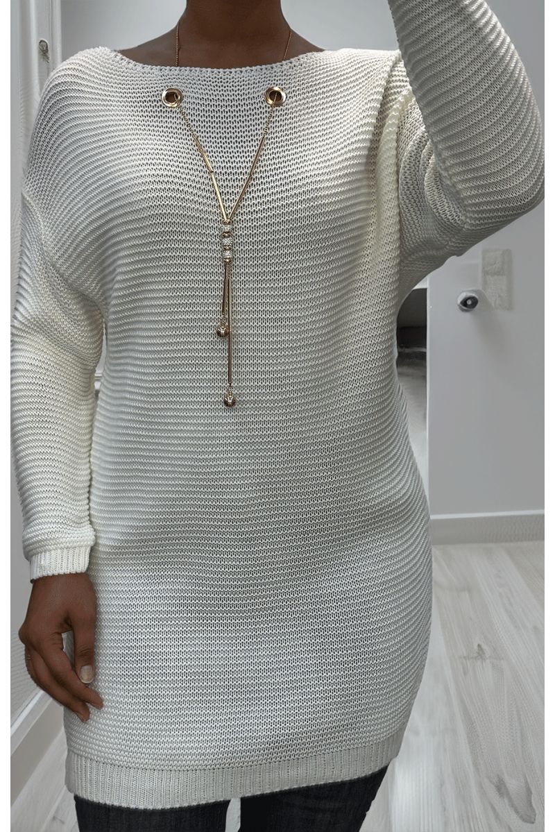 Tunique blanc en tricot avec accessoires - 1