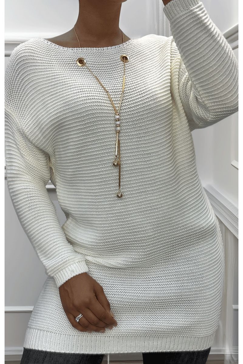 Tunique blanc en tricot avec accessoires - 2