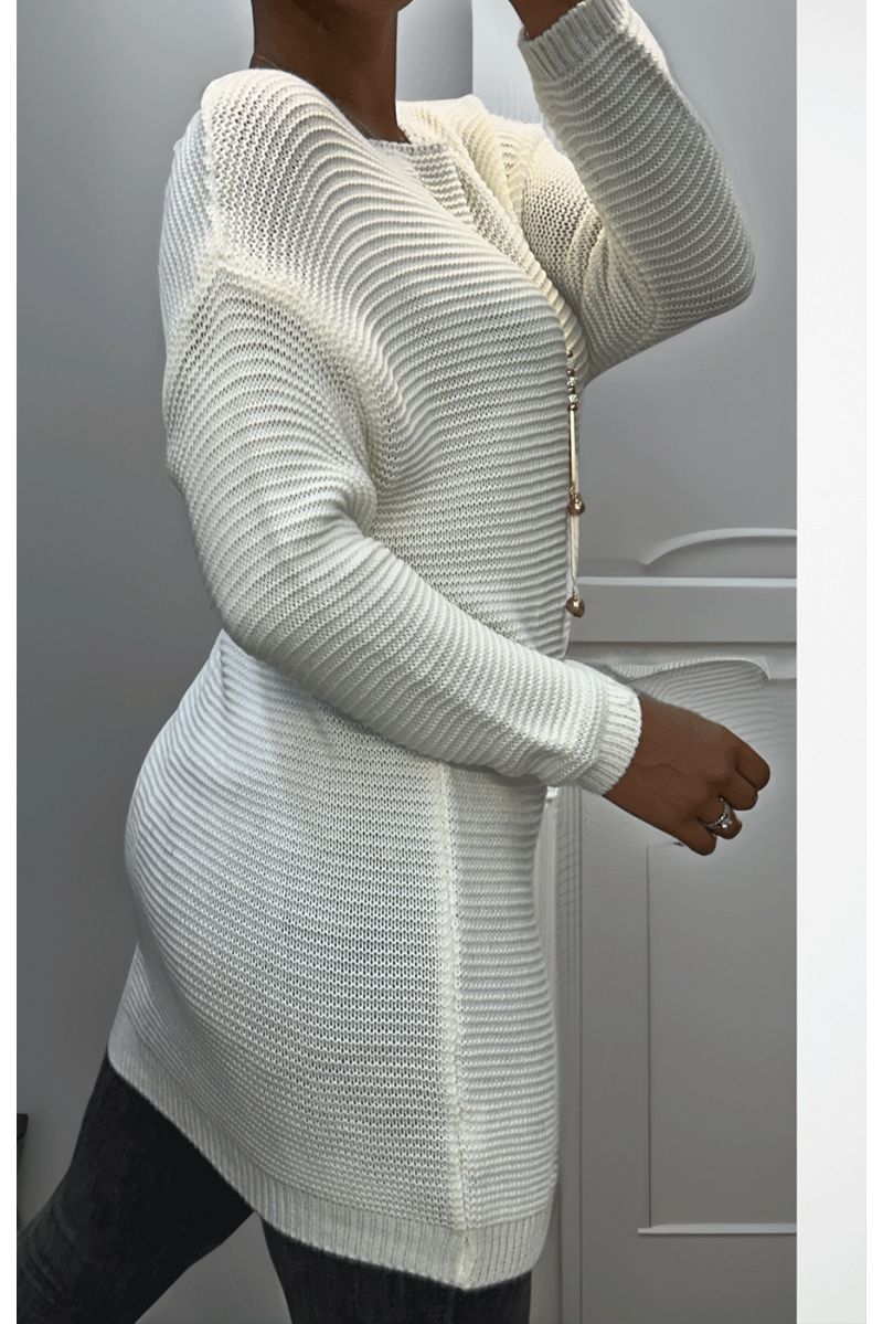 Tunique blanc en tricot avec accessoires - 3