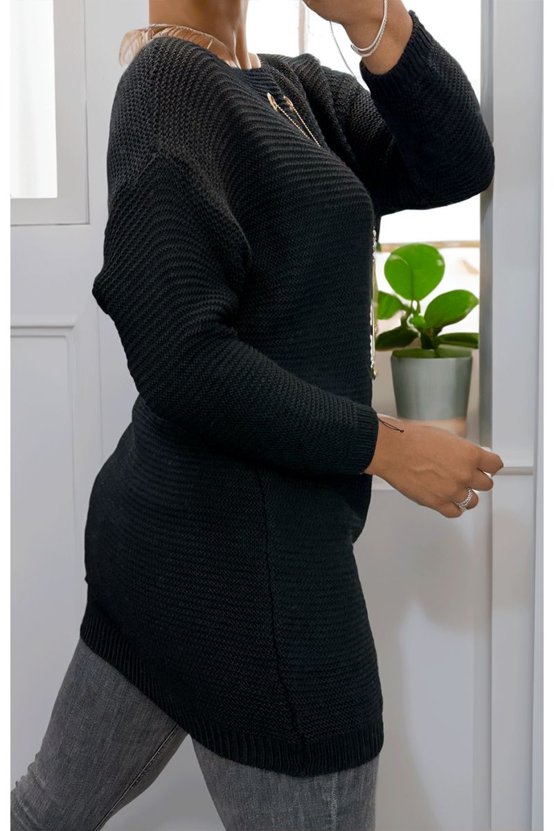 Tunique noir en tricot avec accessoires - 3