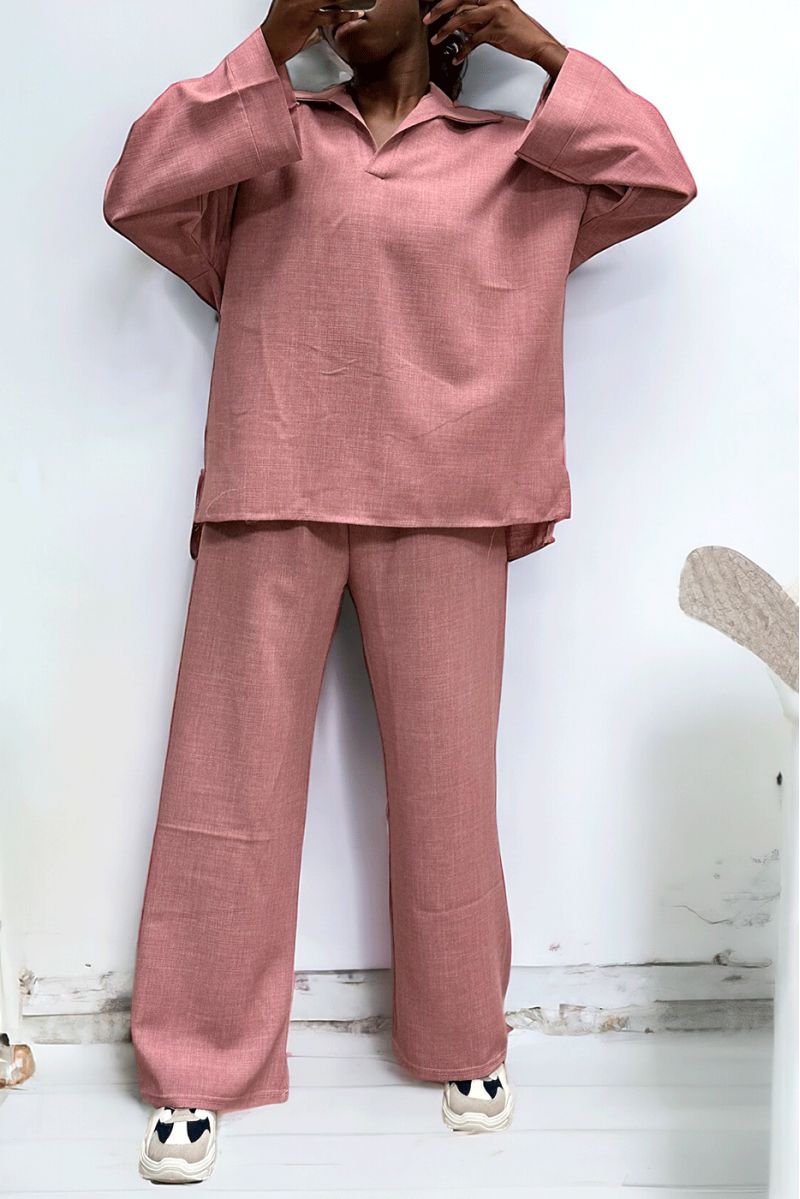 Oversized pink tunic and palazzo pants set - 2