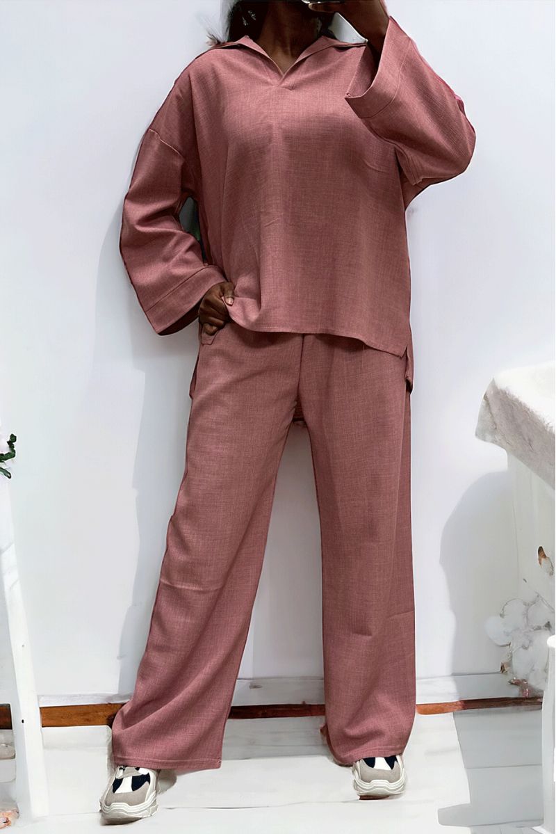 Oversized pink tunic and palazzo pants set - 3